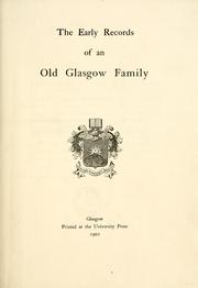 Cover of: The early records of an old Glasgow family