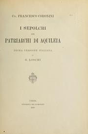 Cover of: I sepolcri dei patriarchi di aquileia