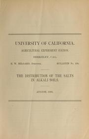 Cover of: The distribution of the salts in alkali soils by Eugene W. Hilgard