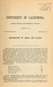 Cover of: Distribution of seeds and plants
