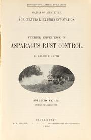Cover of: Further experience in asparagus rust control