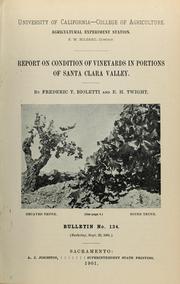 Cover of: Report on condition of vineyards in portions of Santa Clara Valley