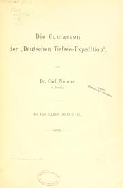 Cover of: Die Cumaceen der "Deutschen Tiefsee-Expedition". by Carl Wilhelm Erich Zimmer