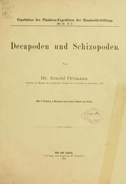 Cover of: Decapoden und Schizopoden
