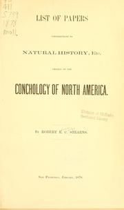 Cover of: List of papers contributions to natural history, etc. chiefly on the conchology of North America