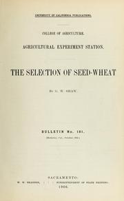 Cover of: The selection of seed-wheat