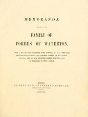 Cover of: Memoranda relating to the family of Forbes of Waterton by John Forbes of Waterton