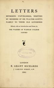 Cover of: Letters, hitherto unpublished, written by members of Sir Walter Scott's family to their old governess