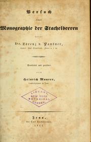 Cover of: Versuch einer Monographie der Stachelbeeren by Johnann Heinrich Lorenz Pansner