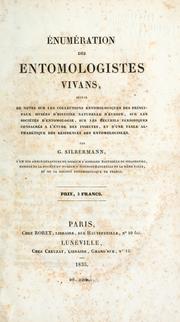 Cover of: Énumération des entomologistes vivans by Gustave Silbermann