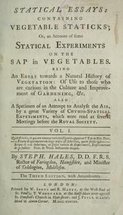 Cover of: Statical essays ... | Stephen Hales