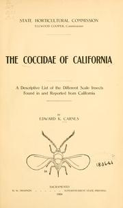 Cover of: The Coccidae of California by Edward K. Carnes, Edward K. Carnes