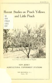 Cover of: Recent studies on peach yellows and little peach by Maurice A. Blake