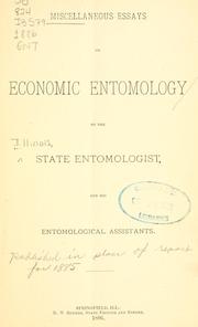 Cover of: Miscellaneous essays on economic entomology | Illinois State Entomologist.