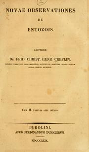 Cover of: Novae observationes de Entozois by Friedrich Christian Heinrich Creplin