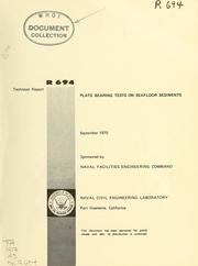 Cover of: Plate bearing tests on seafloor sediments by T. R. Kretschmer
