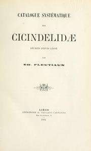 Cover of: Catalogue systématique des Cicindelidae, décrits depuis Linné by Edmond Fleutiaux