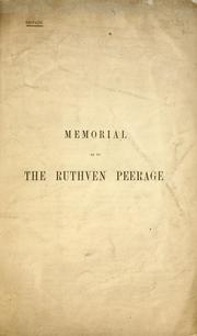 Cover of: Memorial as to the Ruthven Peerage