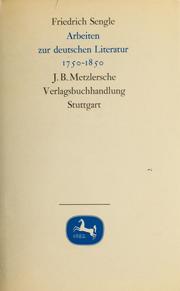 Cover of: Arbeiten zur deutschen Literatur 1750-1850. by Friedrich Sengle