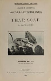 Cover of: Pear scab by Ralph E. Smith