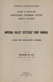 Cover of: Imperial Valley settlers' crop manual