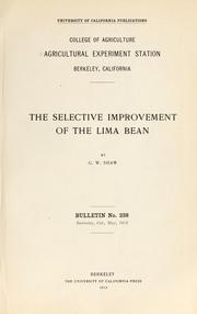 Cover of: The selective improvement of the lima bean