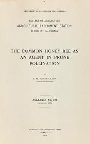 Cover of: The common honey bee as an agent in prune pollination