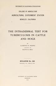 Cover of: The intradermal test for tuberculosis in cattle and hogs by C. M. Haring