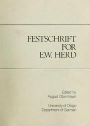 Cover of: Festschrift for E.W. Herd