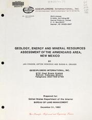 Cover of: Geology, energy and mineral resources assessment of the Armendaris area, New Mexico