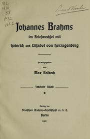 Cover of: Johannes Brahms Briefwechsel