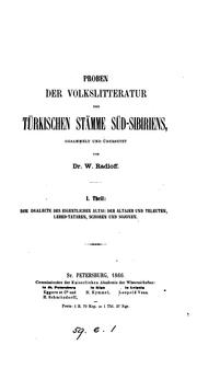 Cover of: Proben der Volkslitteratur der türkischen Stämme... by Wilhelm Radloff, Wilhelm Radloff, Ignácz Kúnos , Nikolaĭ Fedorovich Katanov, Valentīn Aleksi͡eevich Moshkov