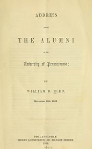 Cover of: Address before the alumni of the University of Pennsylvania