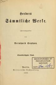 Cover of: Sämtliche Werke by Johann Gottfried Herder