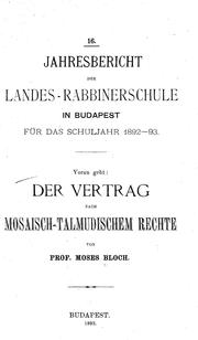 Cover of: Der Vertrag nach mosaisch-talmudischem Rechte