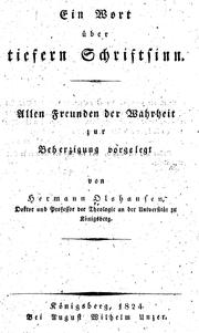 Ein Wort uber tiefern Schriftsinn by Hermann Olshausen