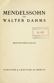 Cover of: Mendelssohn by Walter Dahms