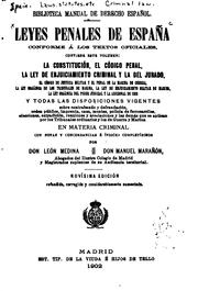 Cover of: Leyes penales de España conforme á los textos oficiales: Contiene este ...