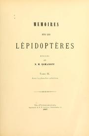 Cover of: Mémoires sur les lépidoptères