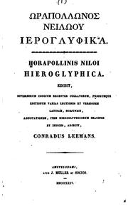 Cover of: Horapollinis Niloi Hieroglyphica