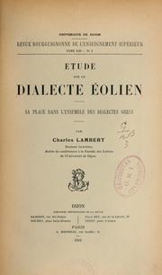 Cover of: Étude sur le dialecte éolien by Lambert, Charles