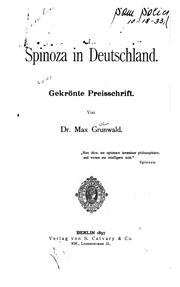 Cover of: Spinoza in Deutschland: Gekrönte Preisschrift