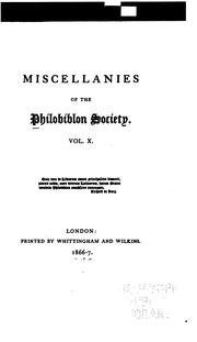 Cover of: Bibliographical and Historical Miscellanies by Philobiblon Society (Great Britain), Philobiblon Society (Great Britain)