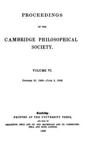 Cover of: Proceedings of the Cambridge Philosophical Society by Cambridge Philosophical Society