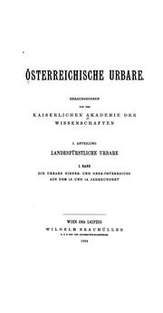 Cover of: Die landesfürstlichen Urbare Nieder- und Oberösterreichs aus dem 13. und 14. Jahrhundert.