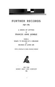 Cover of: Further Records, 1848-1883: A Series of Letters
