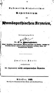 Cover of: Systematisch-alphabetisches Repertorium der homöopathischen Arzneien