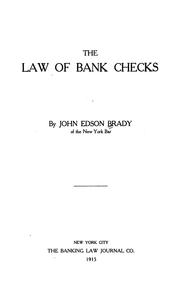 Cover of: The law of bank checks