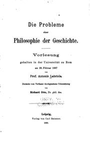 Cover of: Die Probleme einer Philosophie der Geschichte: Vorlesung gehalten in der ...