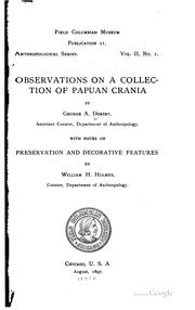 Cover of: Observations on a collection of Papuan crania